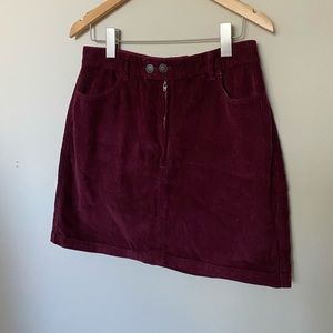 Burgundy Hollister ultra high rise corduroy skirt